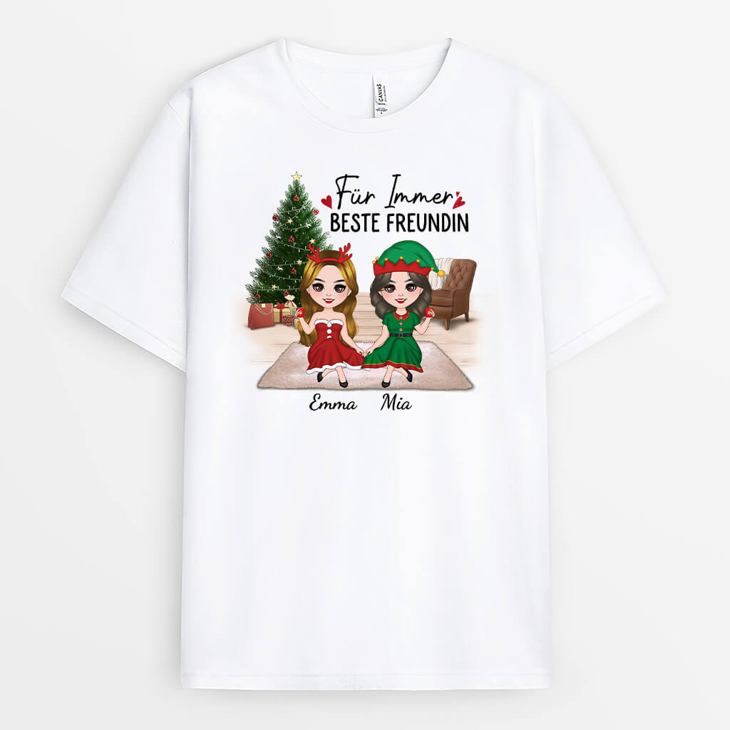 1444AGE1 personalisiertes fur immer schwestern zu weihnachten t shirt