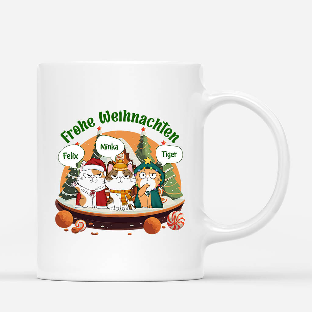 1446MGE1 personalisierte schnurrige weihnachten mit kekshaus tasse