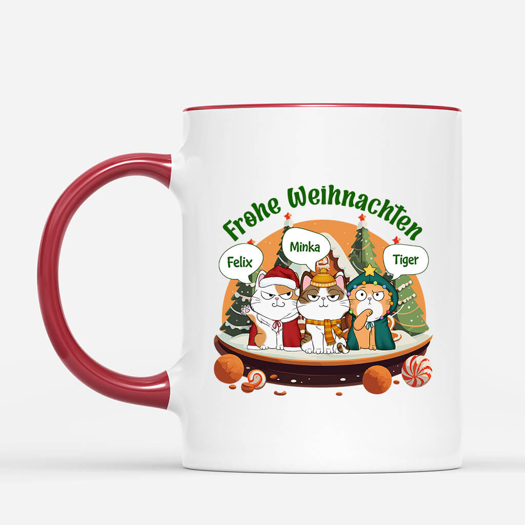 1446MGE2 personalisierte schnurrige weihnachten mit kekshaus tasse