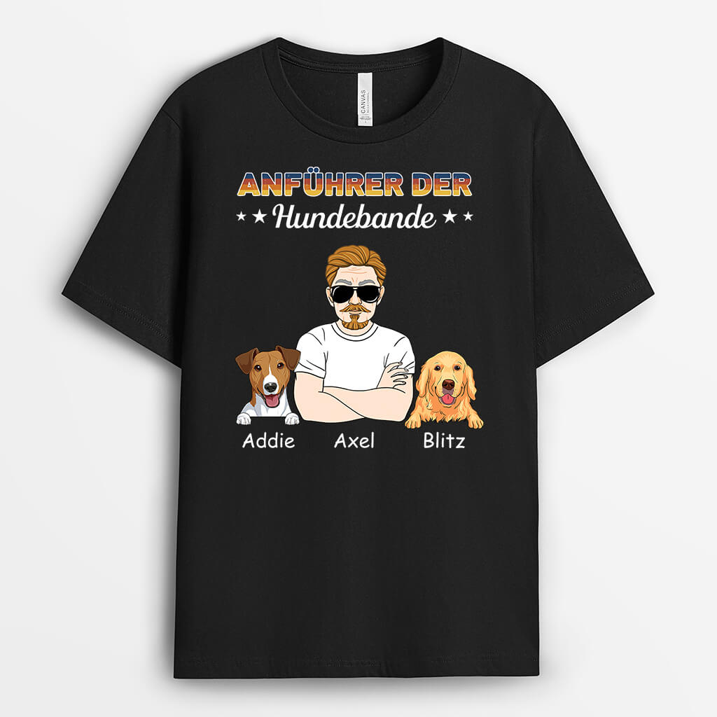 1449AGE1 personalisiertes anfuhrer der hundebande t shirt