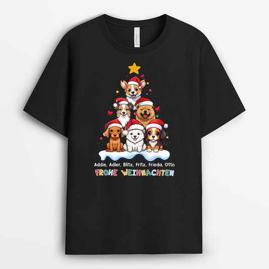 1455AGE1 personalisiertes frohe wau wau weihnachten t shirt