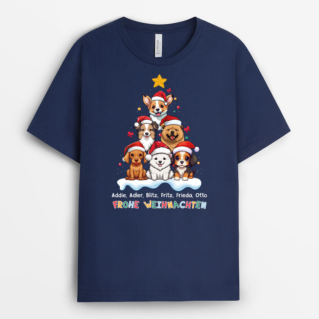 1455AGE2 personalisiertes frohe wau wau weihnachten t shirt