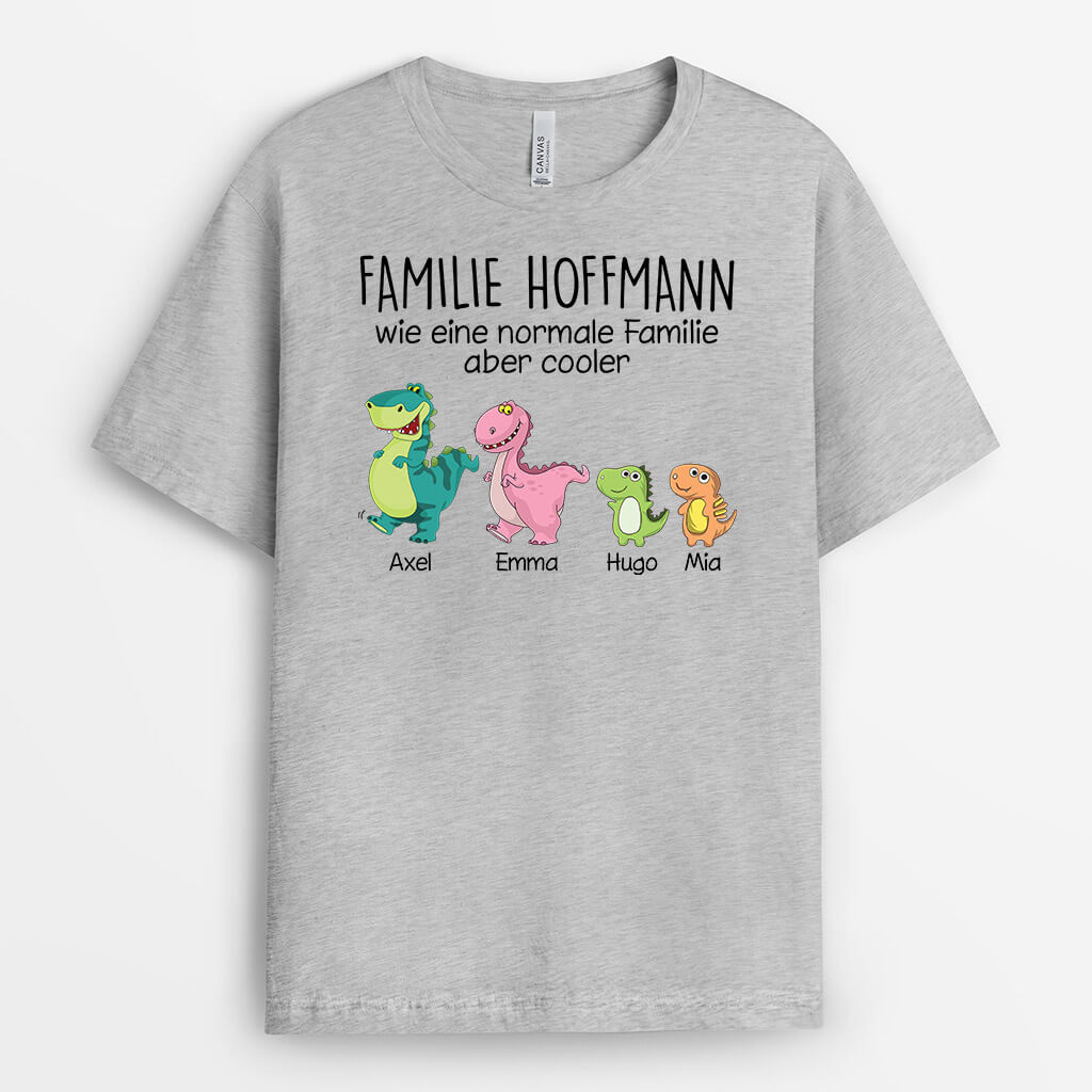 1459AGE1 personalisiertes die dinosaurier familie wie eine normale familie aber cooler t shirt