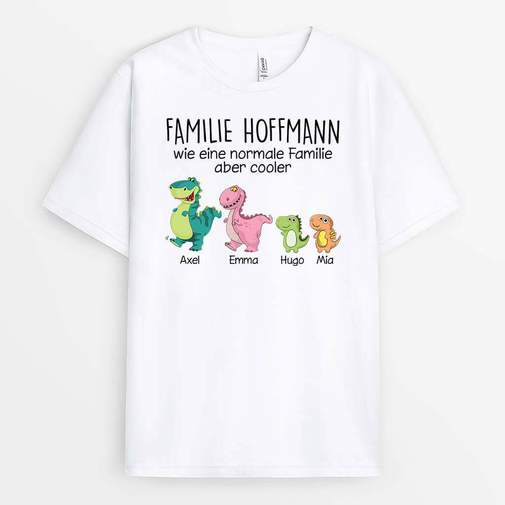 1459AGE2 personalisiertes die dinosaurier familie wie eine normale familie aber cooler t shirt