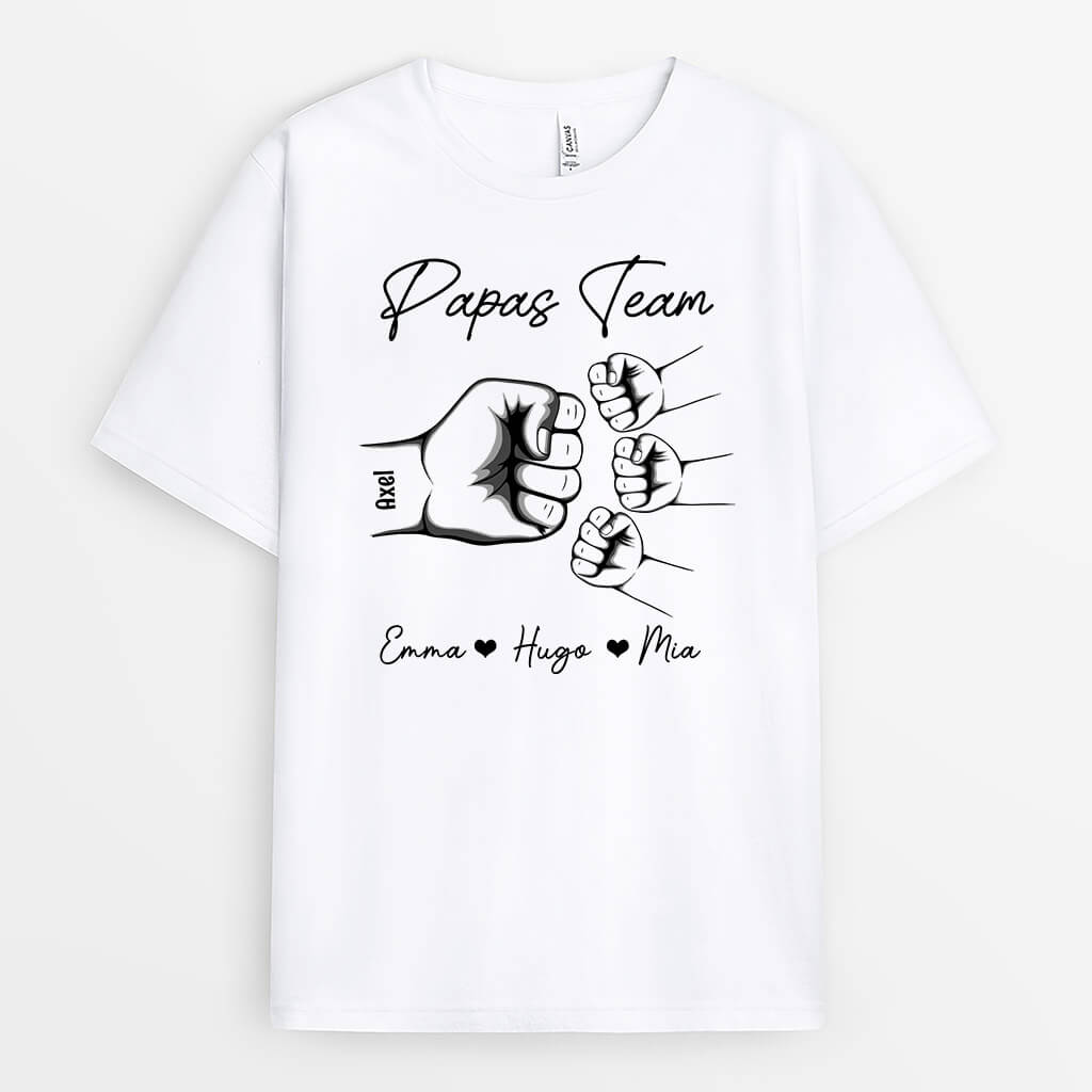 1461AGE1 personalisiertes papas team mit faust t shirt