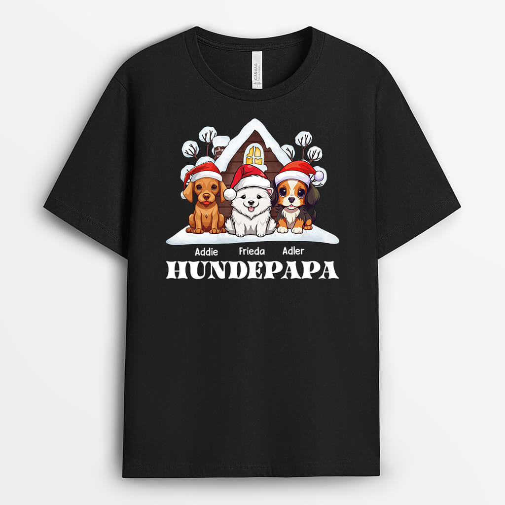 1467AGE1 personalisiertes hundemama hundepapa mit sussen hunden zu weihnachten t shirt