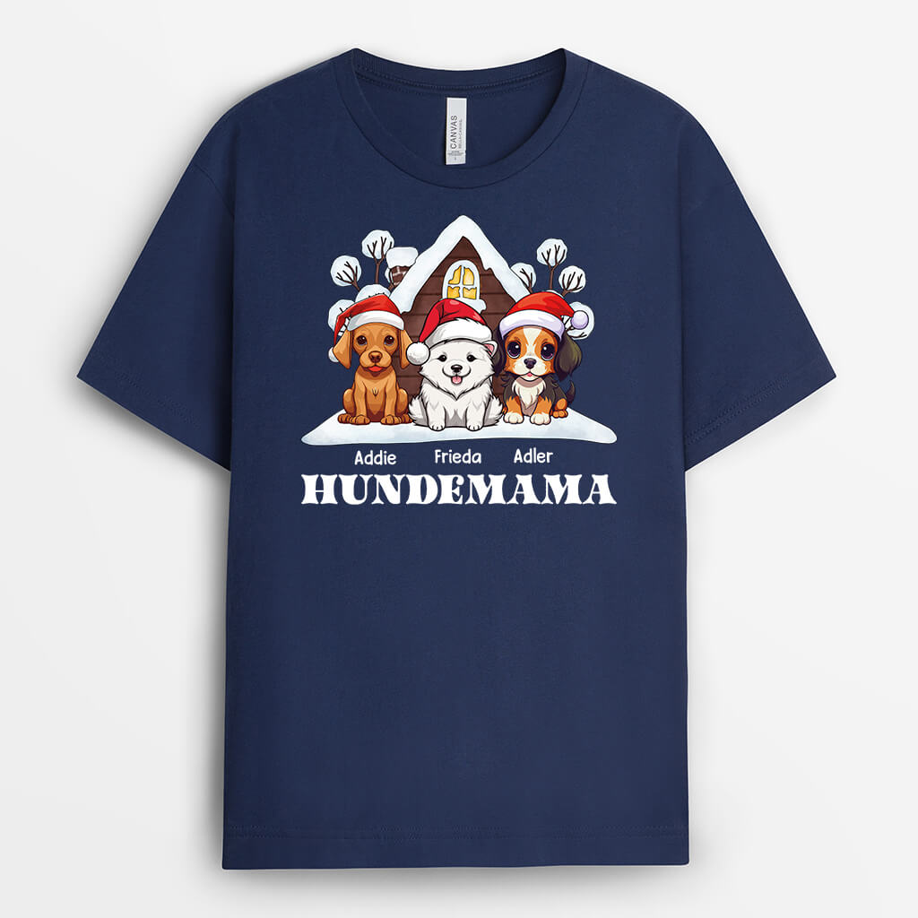 1467AGE2 personalisiertes hundemama hundepapa mit sussen hunden zu weihnachten t shirt