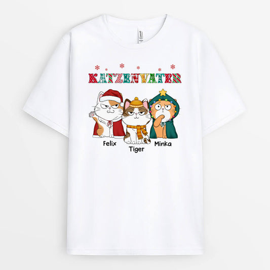 1468AGE1 personalisiertes katzenmama katzenpapa mit sussen katzen t shirt