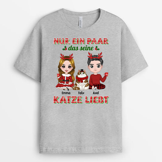 1471AGE1 personalisiertes nur ein paar das seine katzen liebt zu weihnachten t shirt