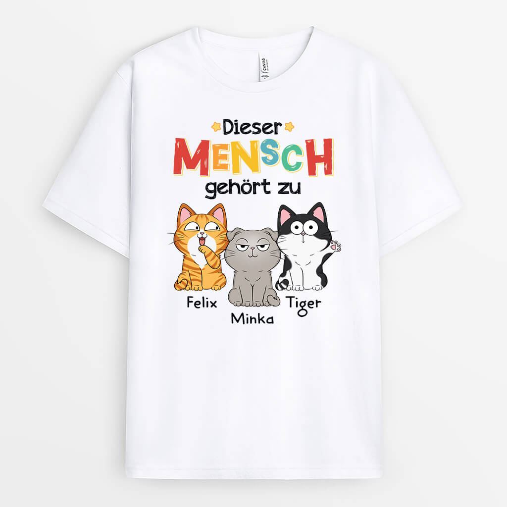 1481AGE1 personalisiertes dieser mensch gehort zu katzen t shirt