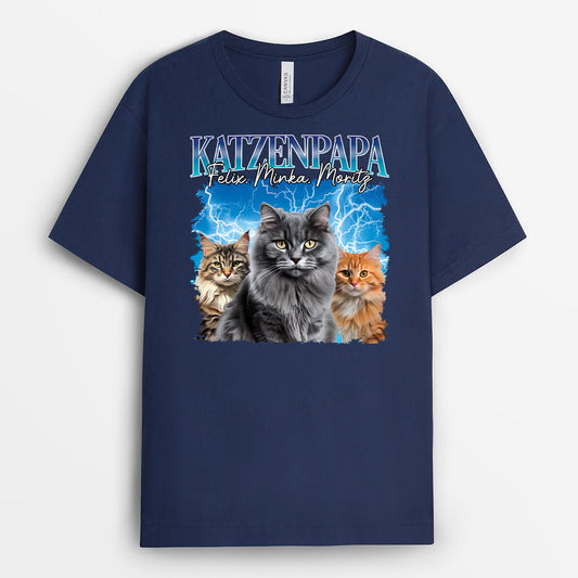 1482AGE1 personalisiertes katzenmama katzenpapa mit blitz und donner t shirt