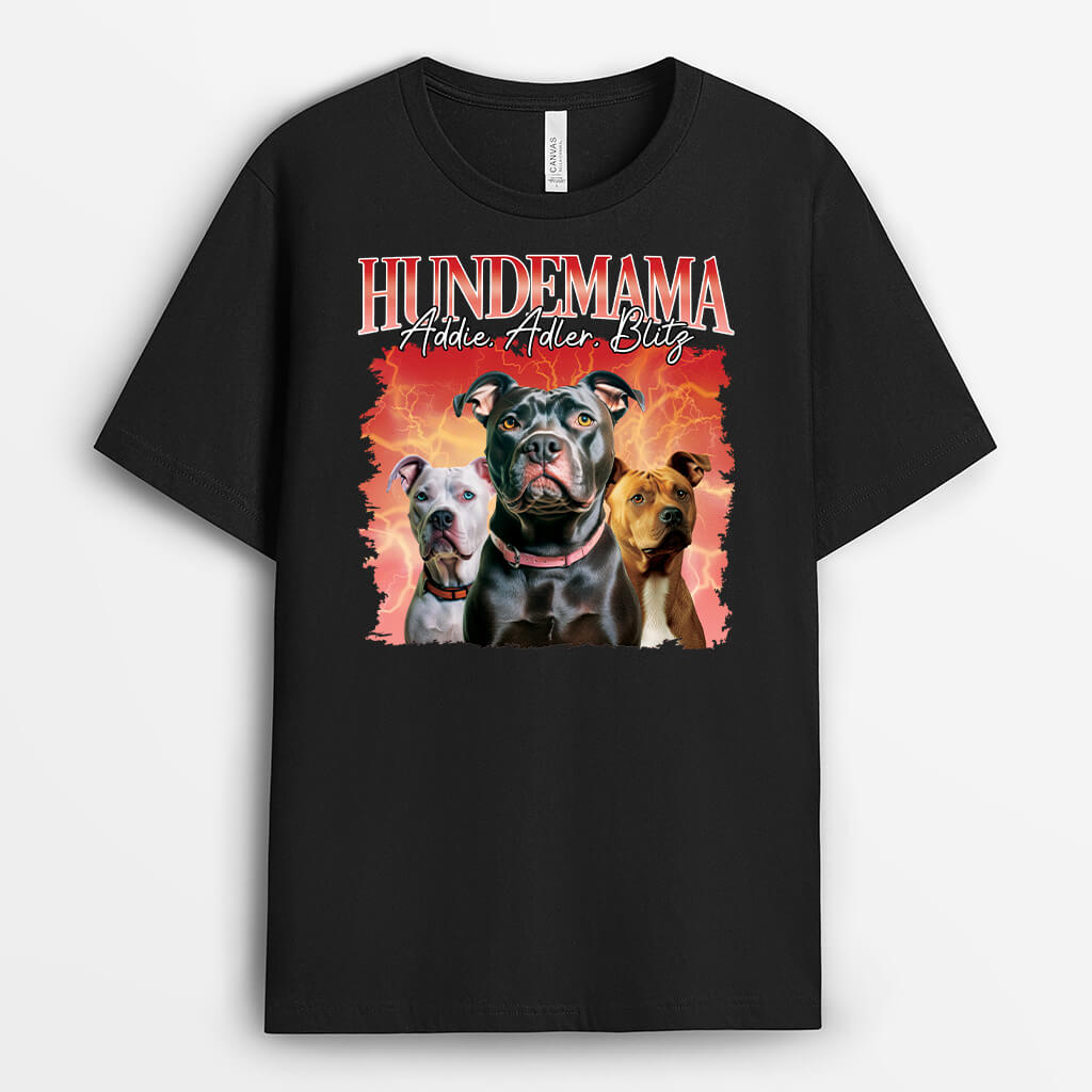 1482AGE2 personalisiertes hundemama hundepapa mit blitz und donner t shirt