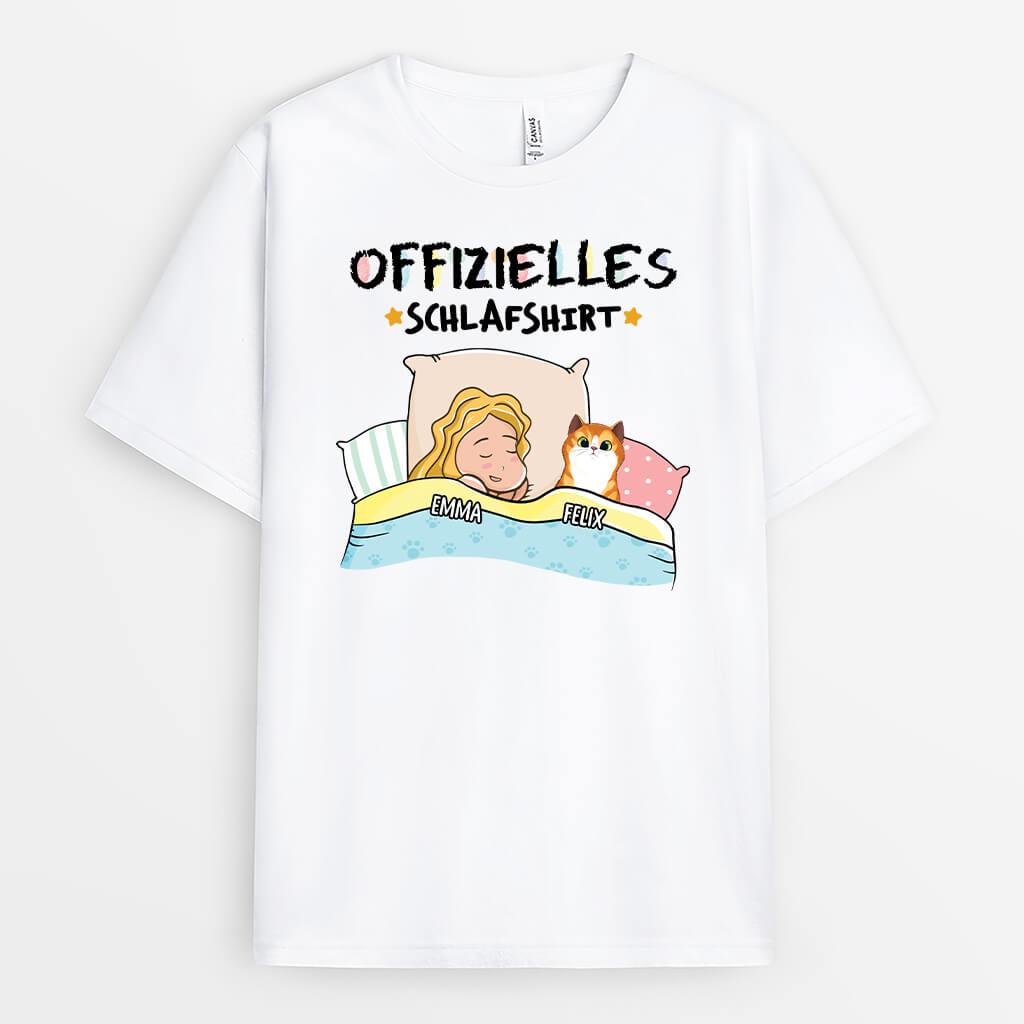 1484AGE2 personalisiertes offizielles schlafshirt mit katzen t shirt