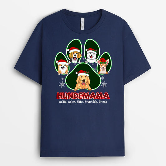 1485AGE2 personalisiertes  hundemama hundepapa mit pfote zu weihnachten t shirt