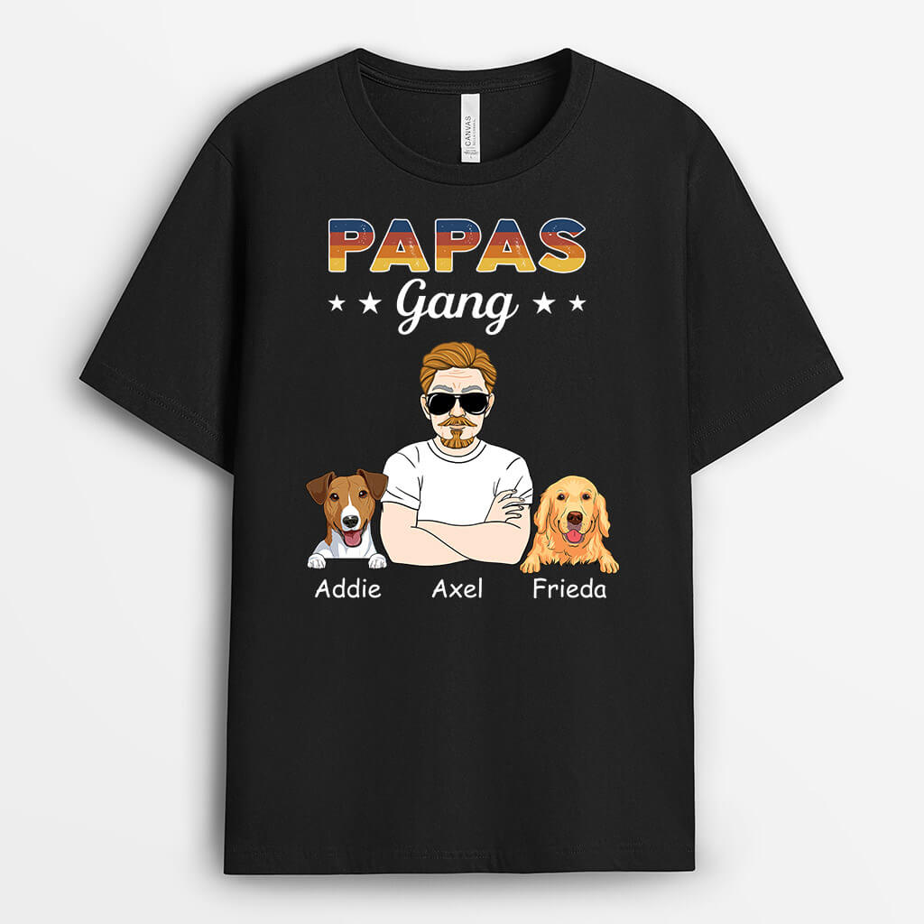 1486AGE1 personalisiertes papas coole hundebande t shirt