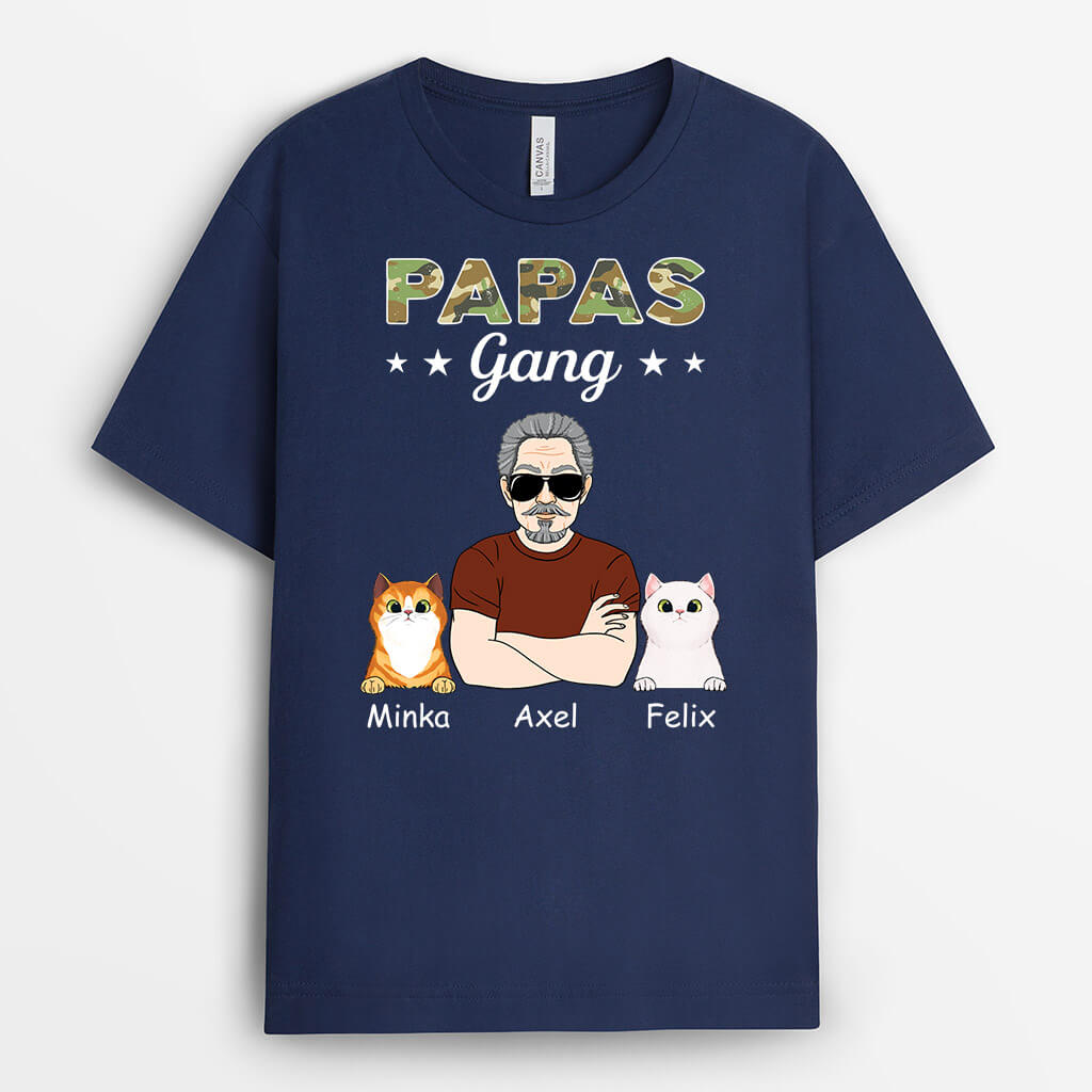 1486AGE1 personalisiertes papas coole katzenbande t shirt