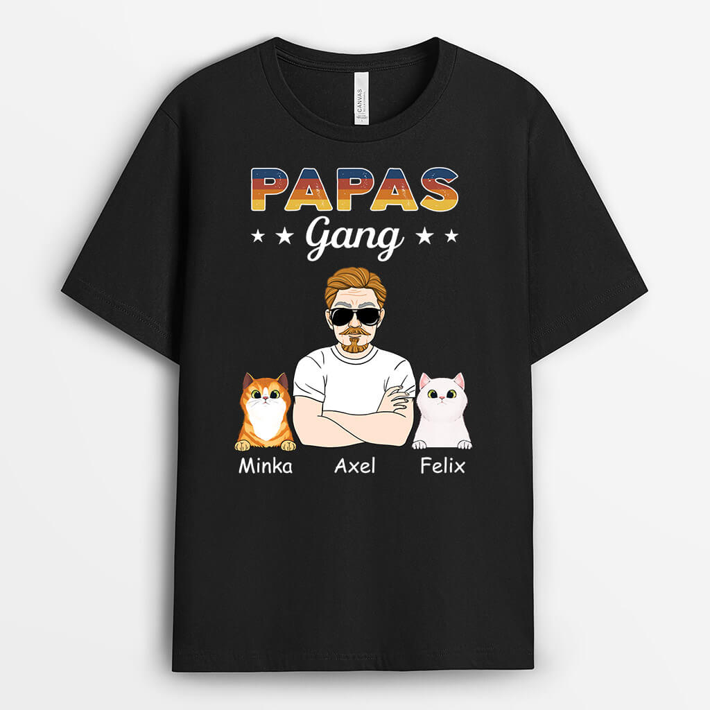 1486AGE2 personalisiertes papas coole katzenbande t shirt