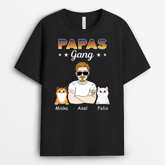 1486AGE2 personalisiertes papas coole katzenbande t shirt