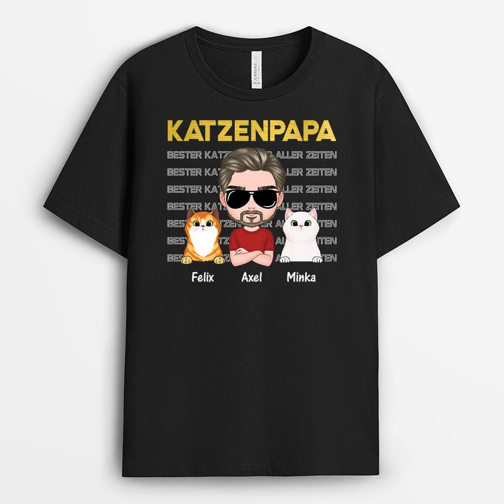 1497AGE2 personalisiertes cooler katzenpapa t shirt