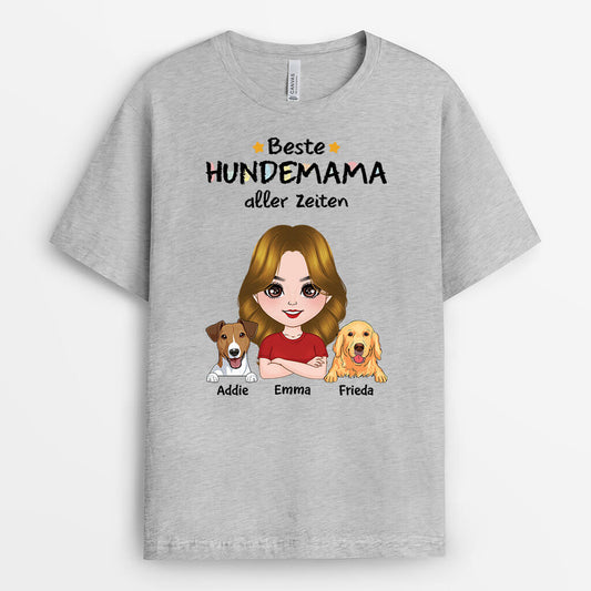 1501AGE2 personalisiertes beste hundemama der welt t shirt