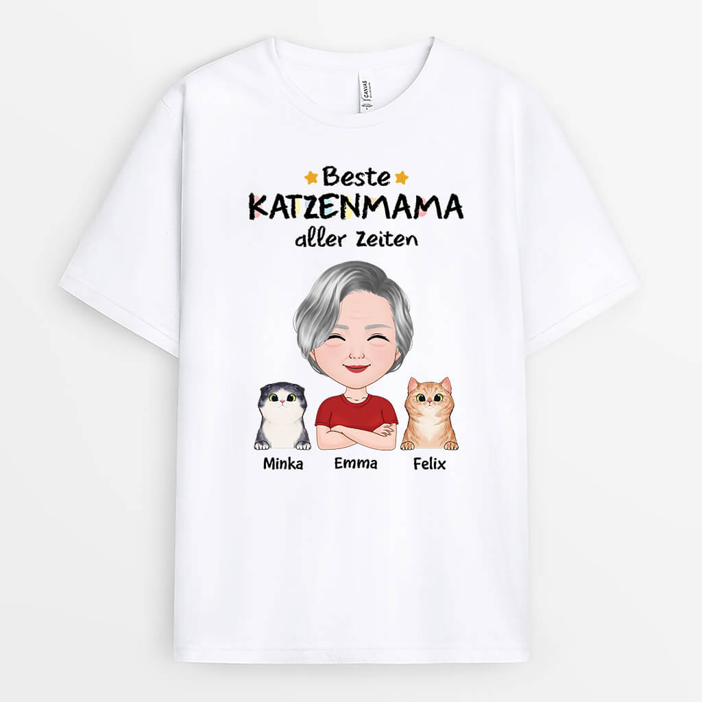 1501AGE2 personalisiertes beste katzenmama der welt t shirt