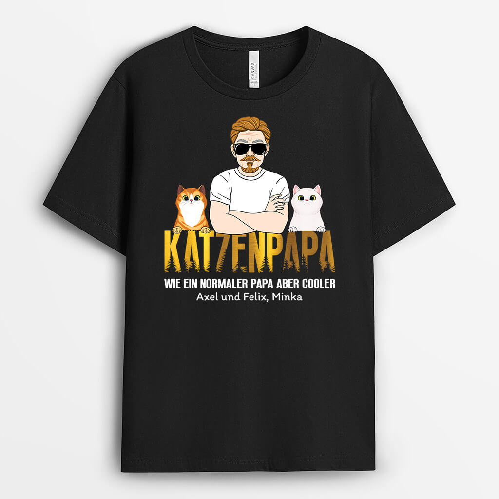 1509AGE1 personalisiertes cooler katzenpapa t shirt