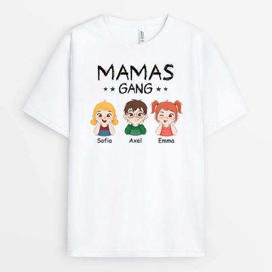 1527AGE1 personalisiertes mamas bande mit weltkarte t shirt