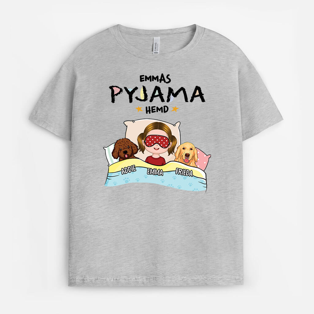 1529AGE1 personalisiertes pyjama hemd mit hund kinder t shirt