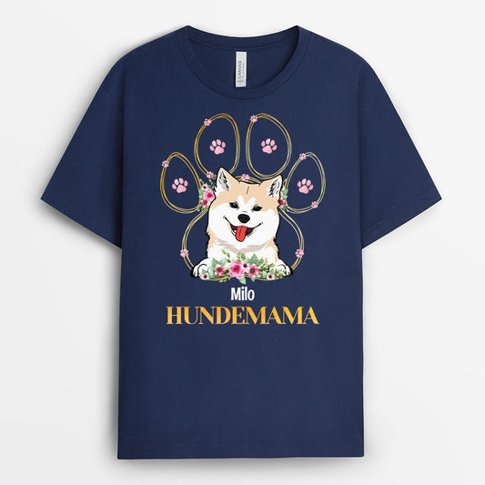 1532AGE2 personalisiertes hundemama hundepapa mit blumen t shirt