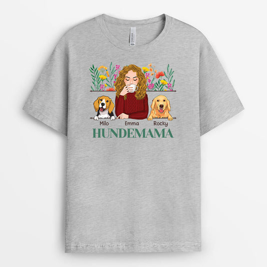 1534AGE1 personalisiertes hundemama mit blumen t shirt