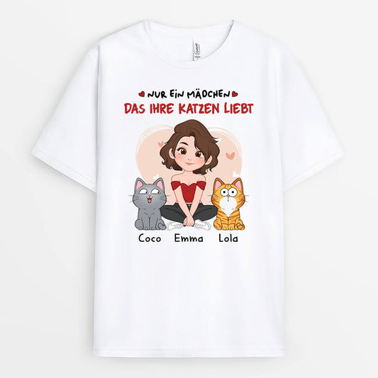 1537AGE1 personalisiertes nur ein madchen das ihre katze liebt t shirt