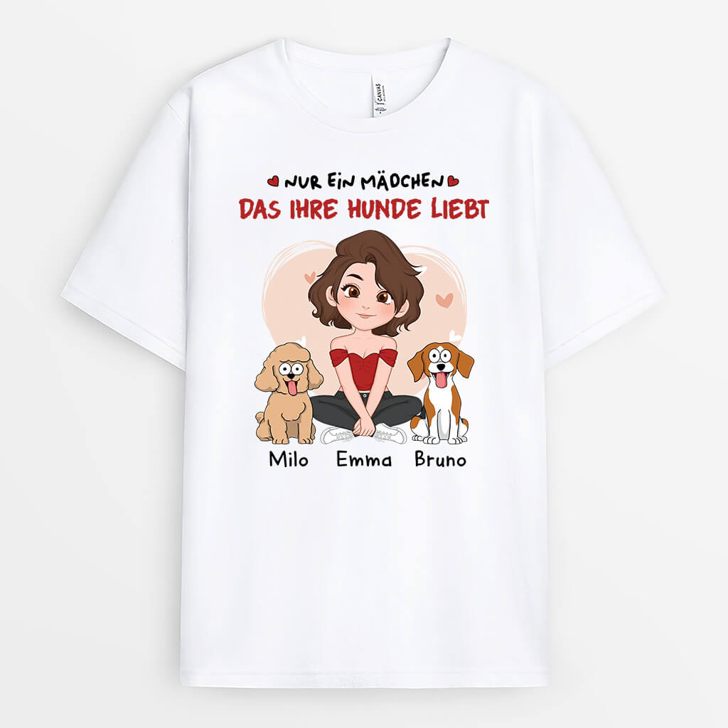 1537AGE1 personalisiertes nur ein madchen das ihren hund liebt t shirt