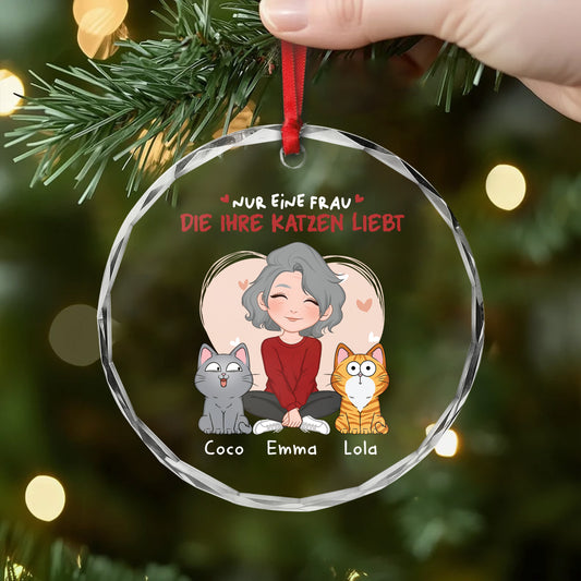 1537OGE2 nur ein madchen das ihre katzen liebt personalisierte glas ornamente katze 1537OKV8D