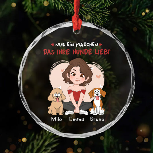 1537PGE1 nur ein madchen das ihre hunde liebt personalisierte glas ornamente hund 1537PKV8C
