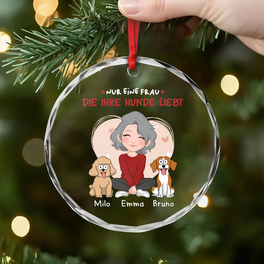 1537PGE2 nur ein madchen das ihre hunde liebt personalisierte glas ornamente hund 1537PKV8C