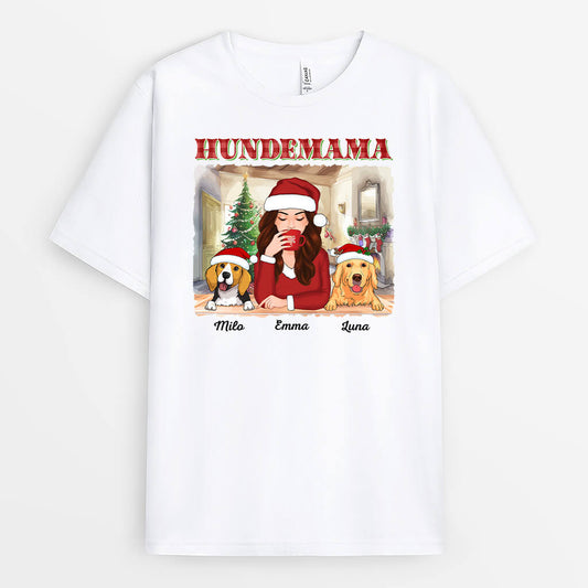 1544AGE1 personalisiertes hundemama zu weihnachten t shirt