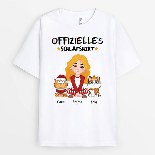 1556AGE1 personalisiertes offizielles schlafshirt mit katzen t shirt