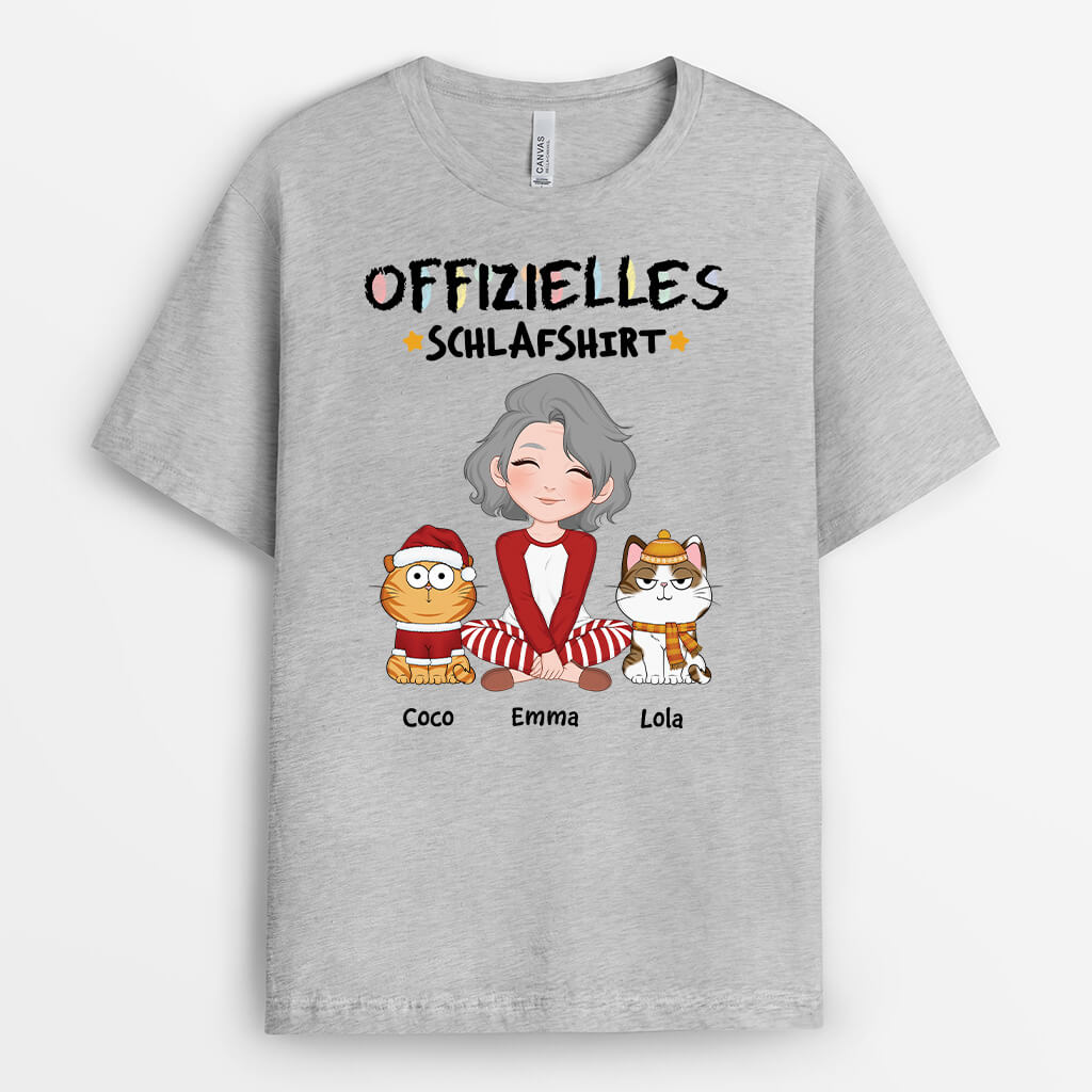 1556AGE2 personalisiertes offizielles schlafshirt mit katzen t shirt