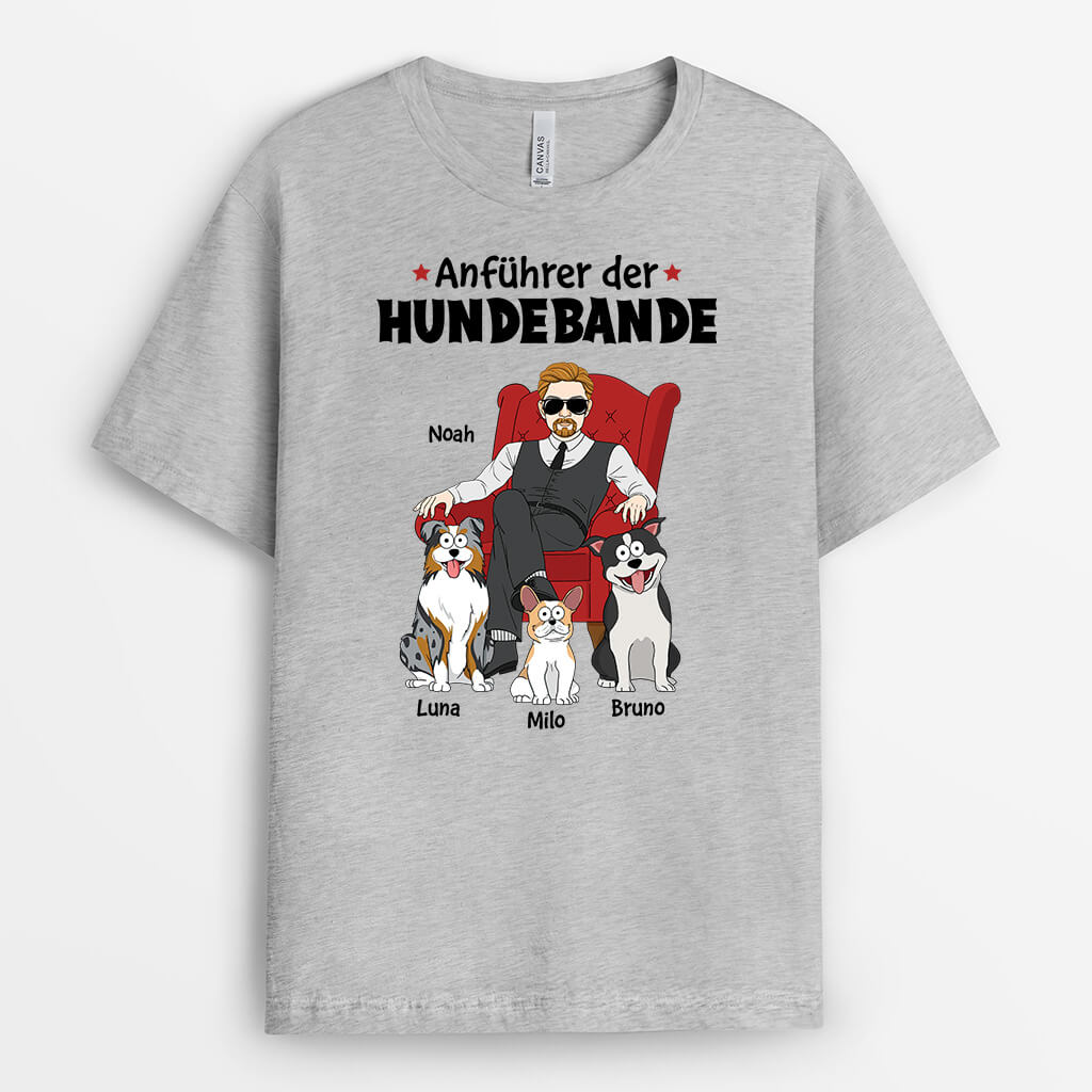 1625AGE1 personalisiertes anfuhrer der hundebande t shirt