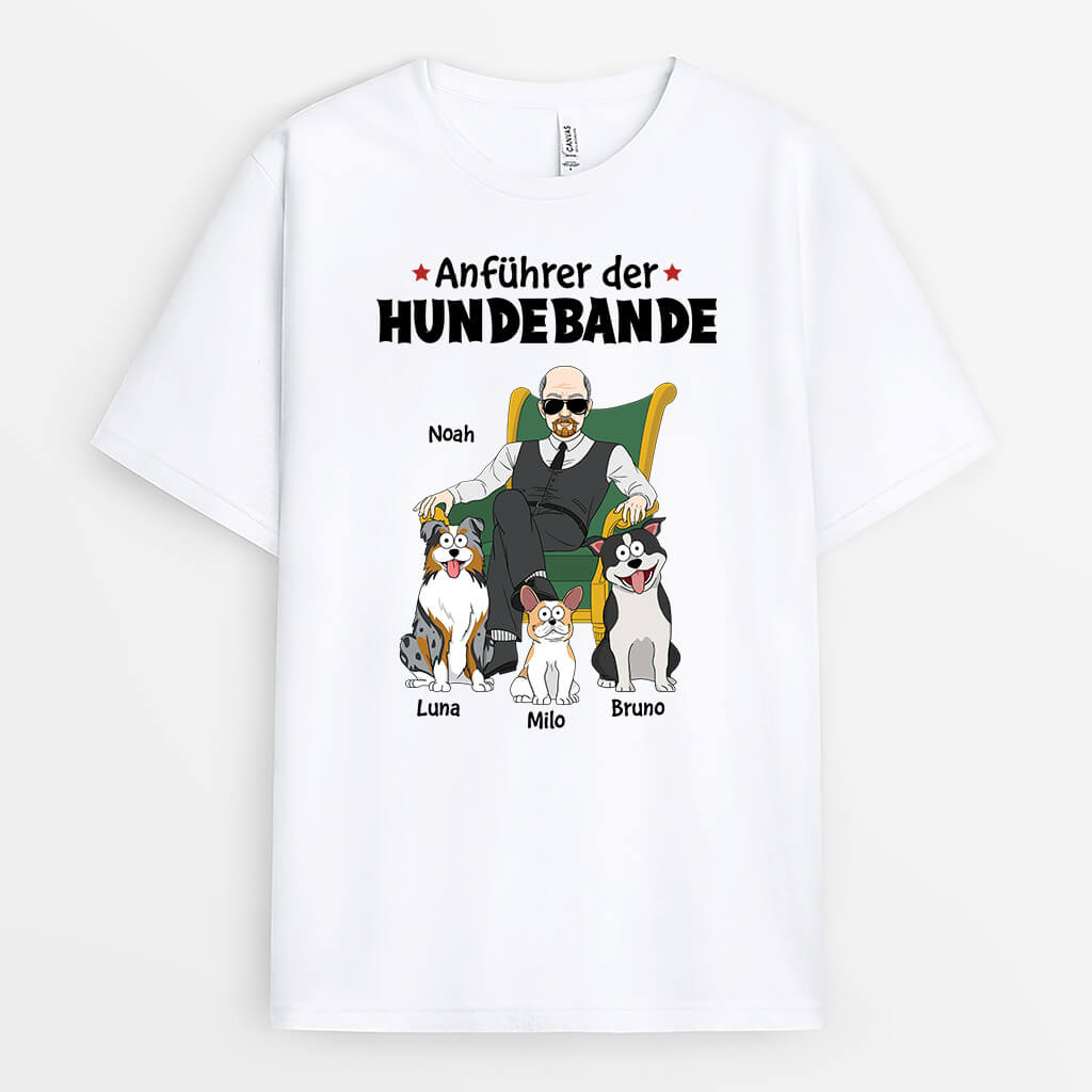 1625AGE2 personalisiertes anfuhrer der hundebande t shirt