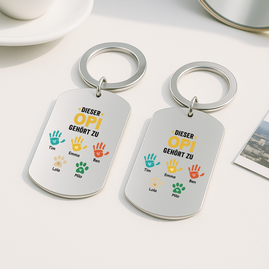 1628JGE2 dieser papa gehort zu handabdruck aluminium schlusselanhanger papa personalisiert_ 1628JKQ5B