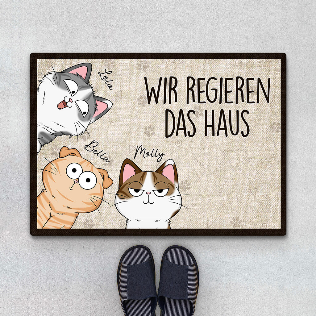 1662DGE1 personalisierte wir regieren das haus mit katzen fussmatte