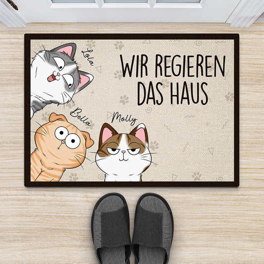 1662DGE2 personalisierte wir regieren das haus mit katzen fussmatte