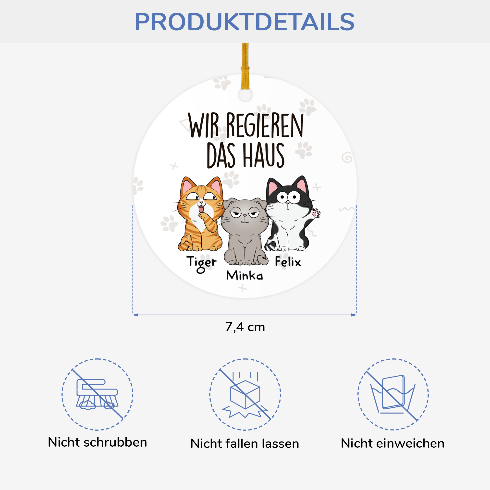 1662OGE3 wir regieren das haus pfoten personalisierte keramik ornamente katzen 1662O3N8D