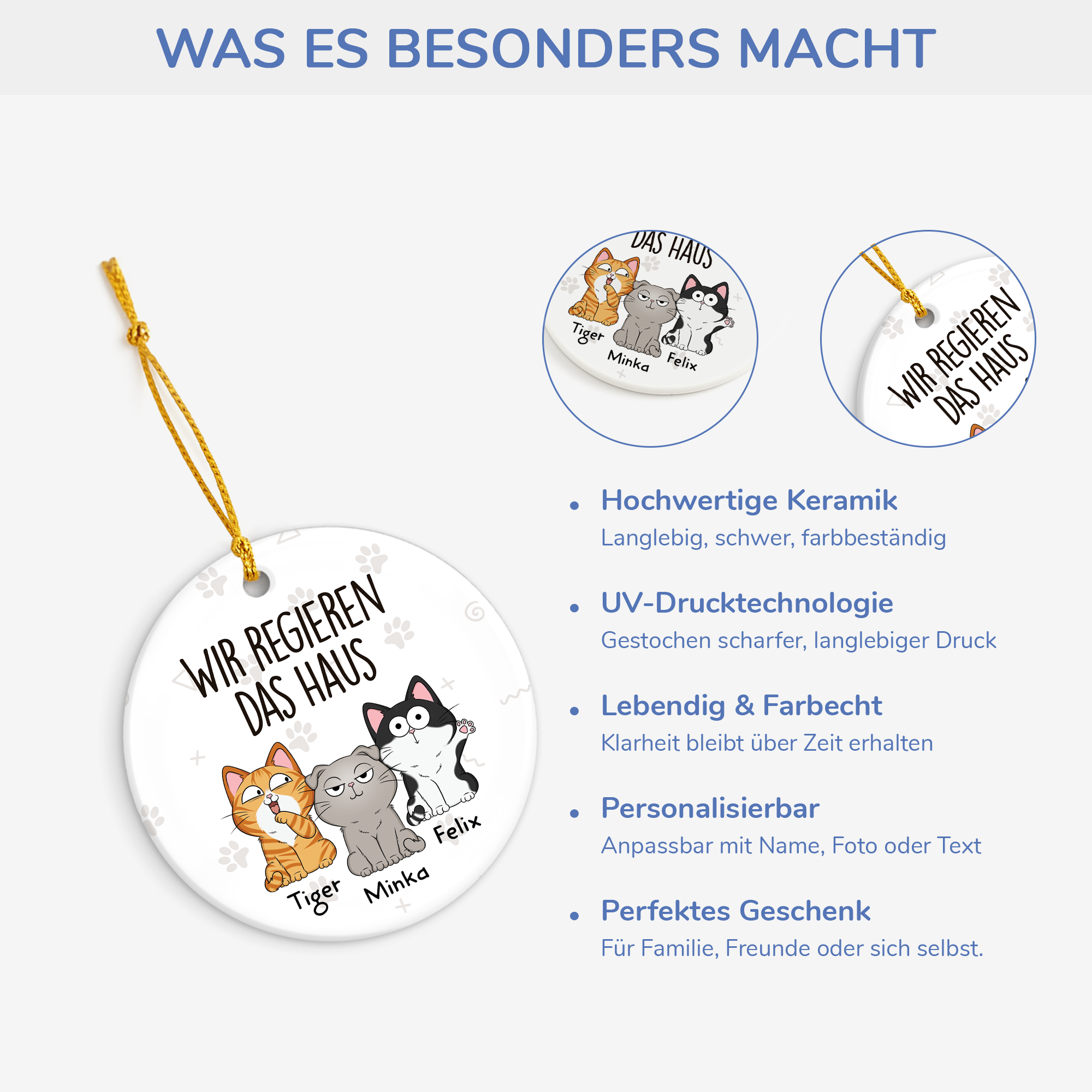 1662OGE4 wir regieren das haus pfoten personalisierte keramik ornamente katzen 1662O3N8D