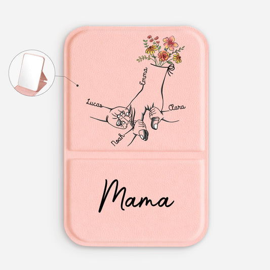 1672AGE1 hand in hand blumen personalisiertes geschenk  taschenspiegel mamaoma 1672aj6p5a