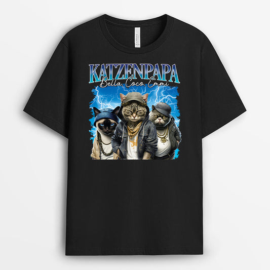 1675AGE1 personalisiertes katzenpapa katzenmama hip hop style t shirt