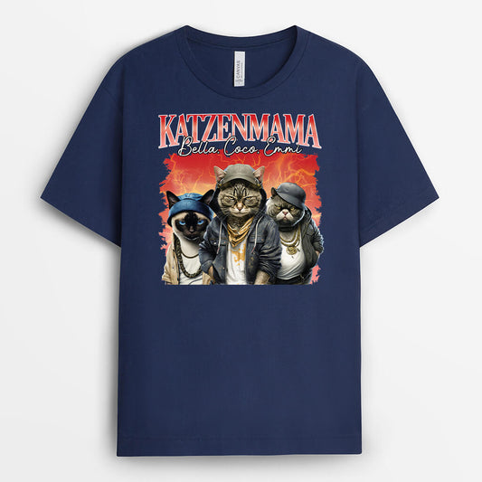 1675AGE2 personalisiertes katzenpapa katzenmama hip hop style t shirt