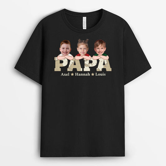 1717AGE1 personalisiertes papa mit weltkarte t shirt