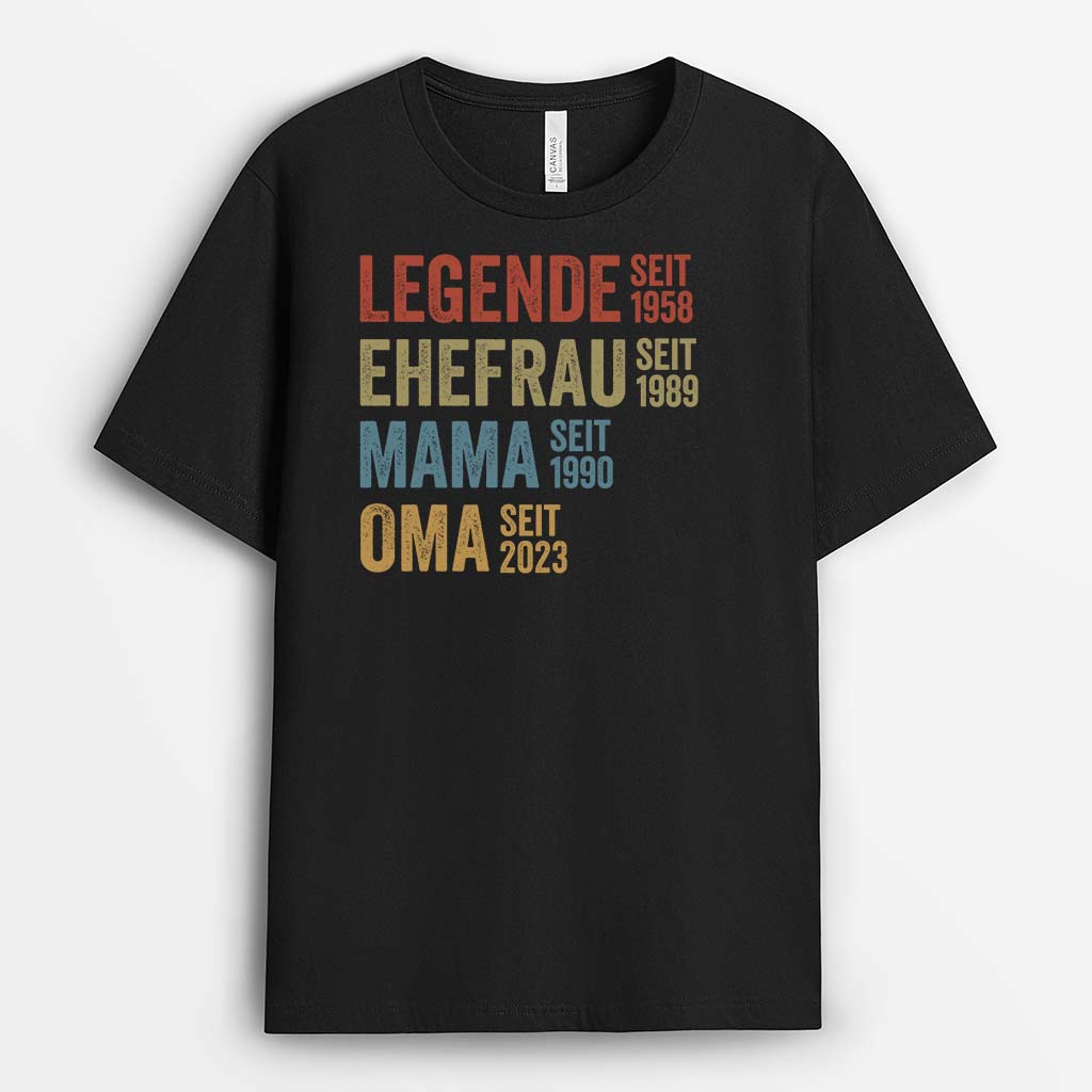 1732AGE2 personalisiertes legende ehefrau mama und oma seit t shirt